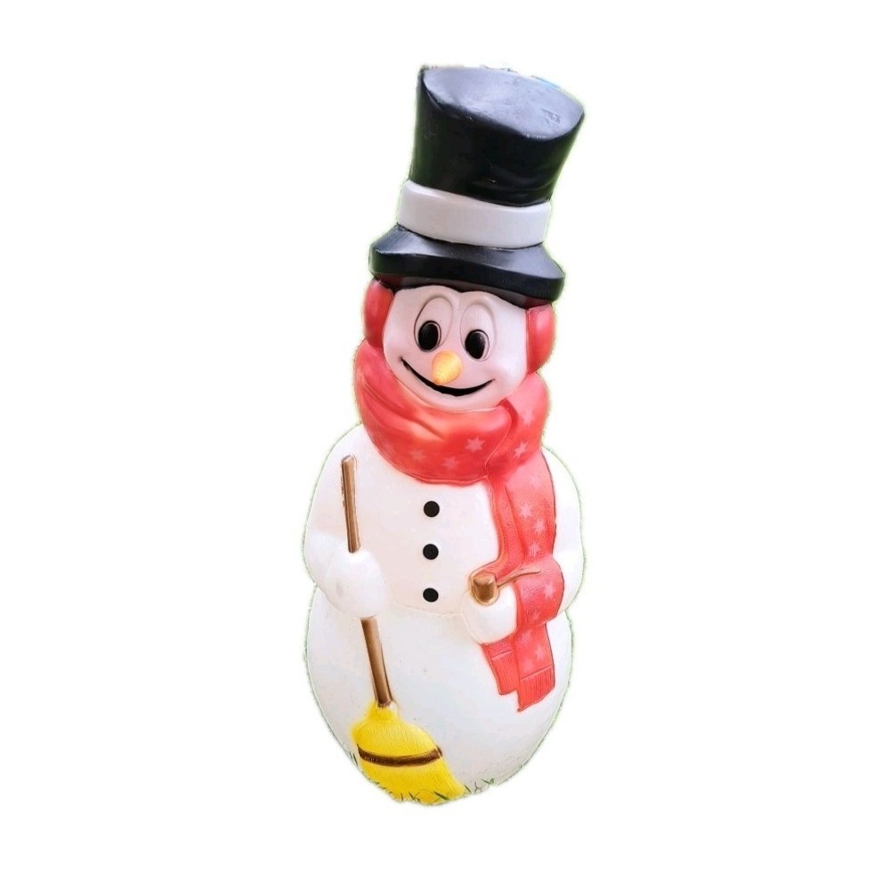 Vintage Empire Christmas Snowman 40" With Pipe & Broom Lighted Blow Mold WORKS